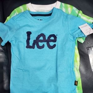 Two New size 2T short sleeve Tshirts Adidas and Lee Aqua and tie dye green